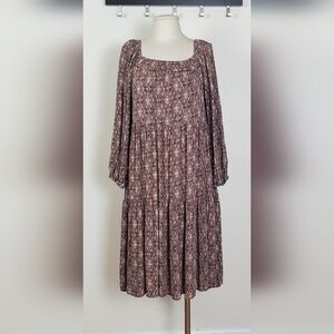 Elegant Brown Floral Women's Dress • M •